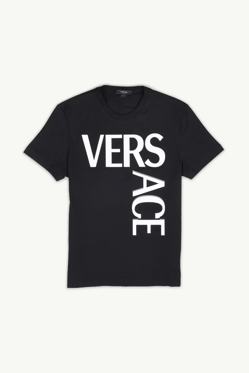 VERSACE Men Logo Across Slim Fit T-Shirt in Black/White 0