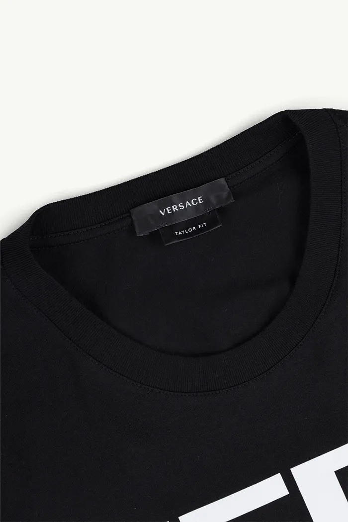 VERSACE Men Logo Across Slim Fit T-Shirt in Black/White 3