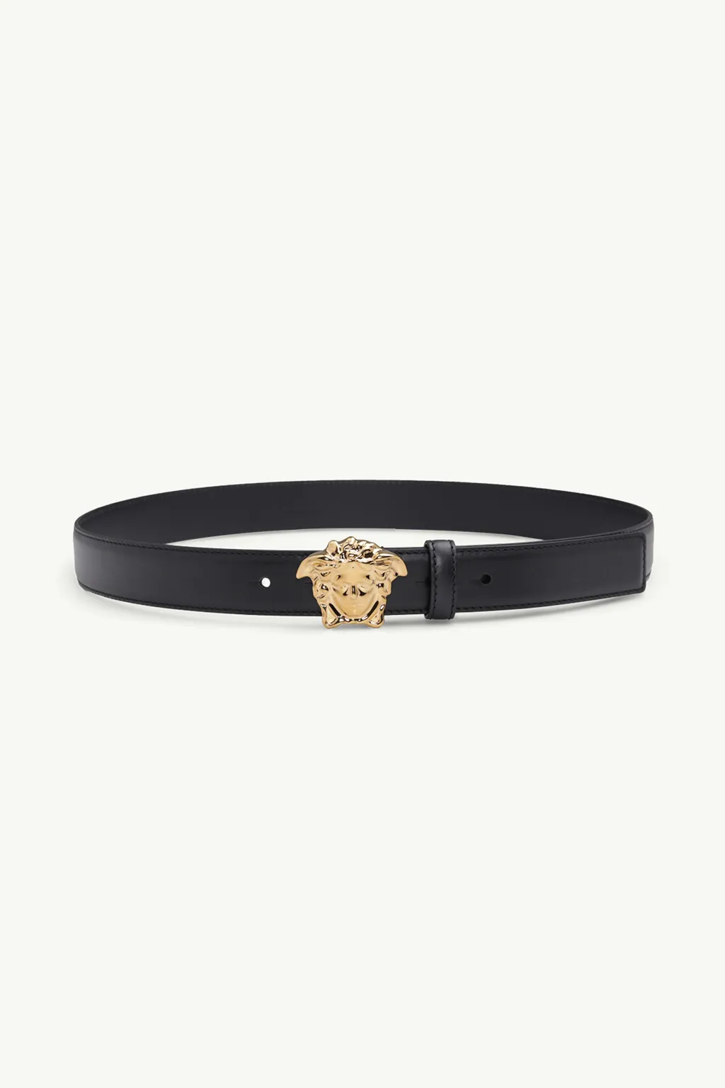 VERSACE Men Flat La Medusa Buckle Belt 30mm in Black Shiny GHW 0