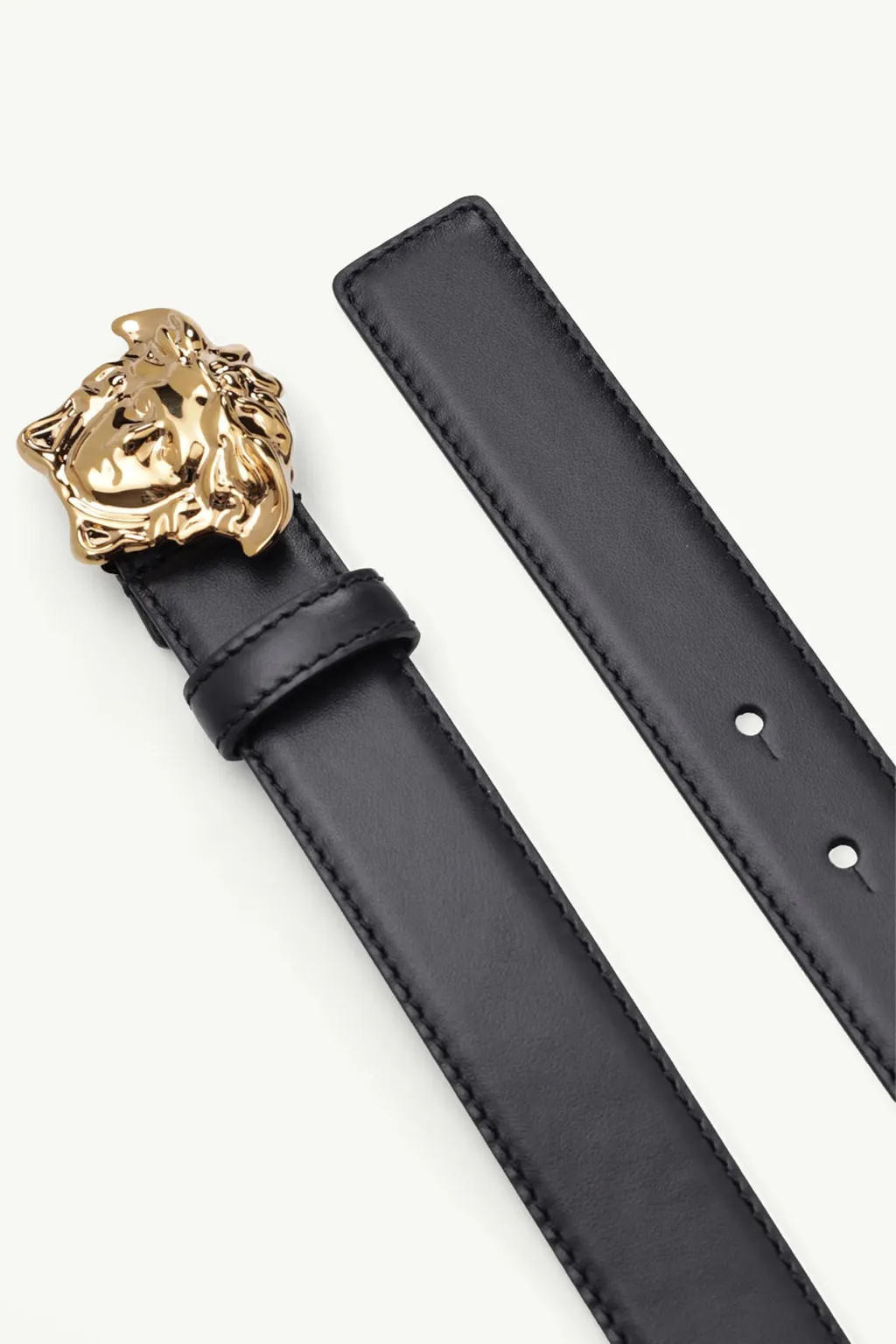 VERSACE Men Flat La Medusa Buckle Belt 30mm in Black Shiny GHW 2