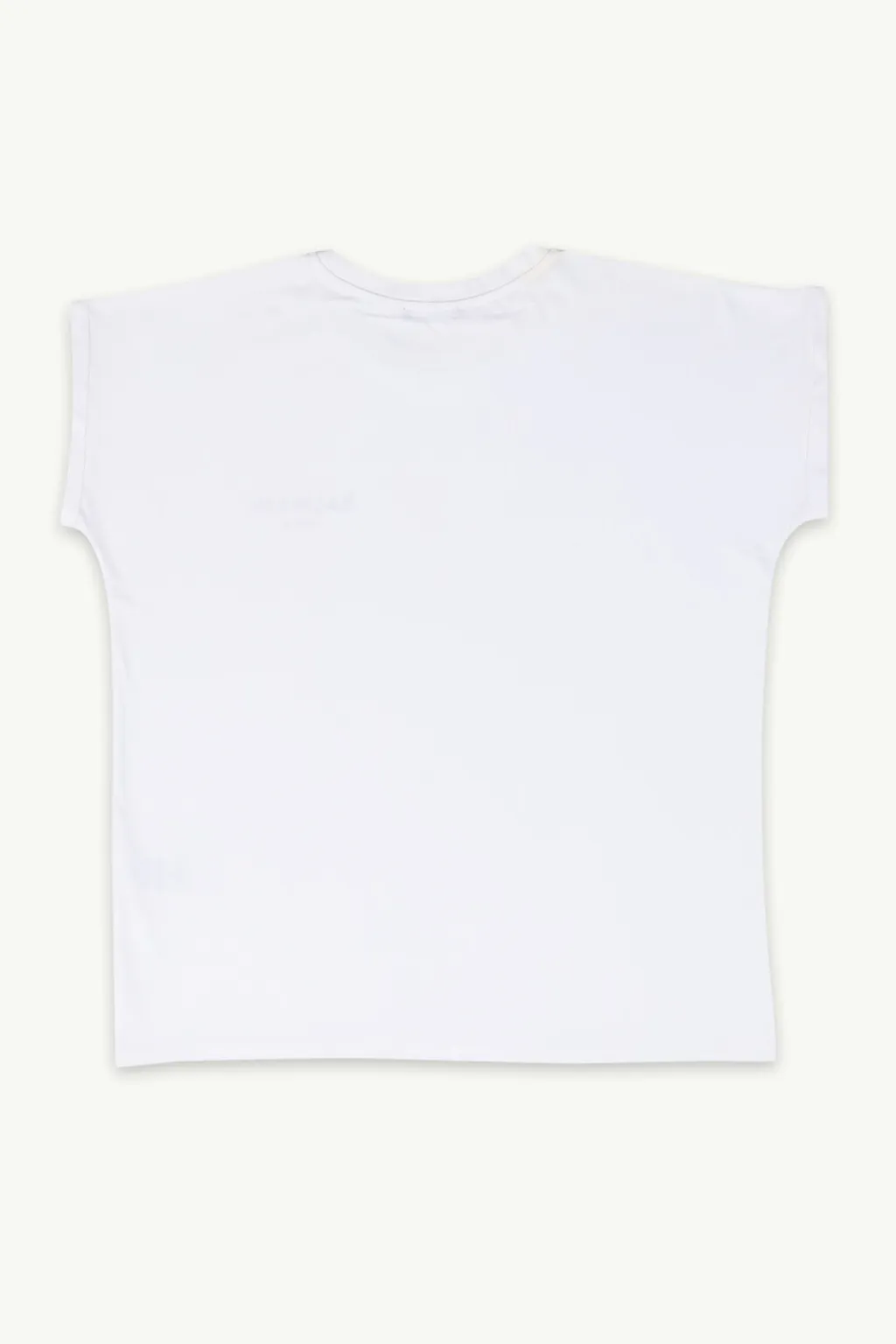BALMAIN Women Balmain Paris Small Flocked Logo T-Shirt in White/Black 1