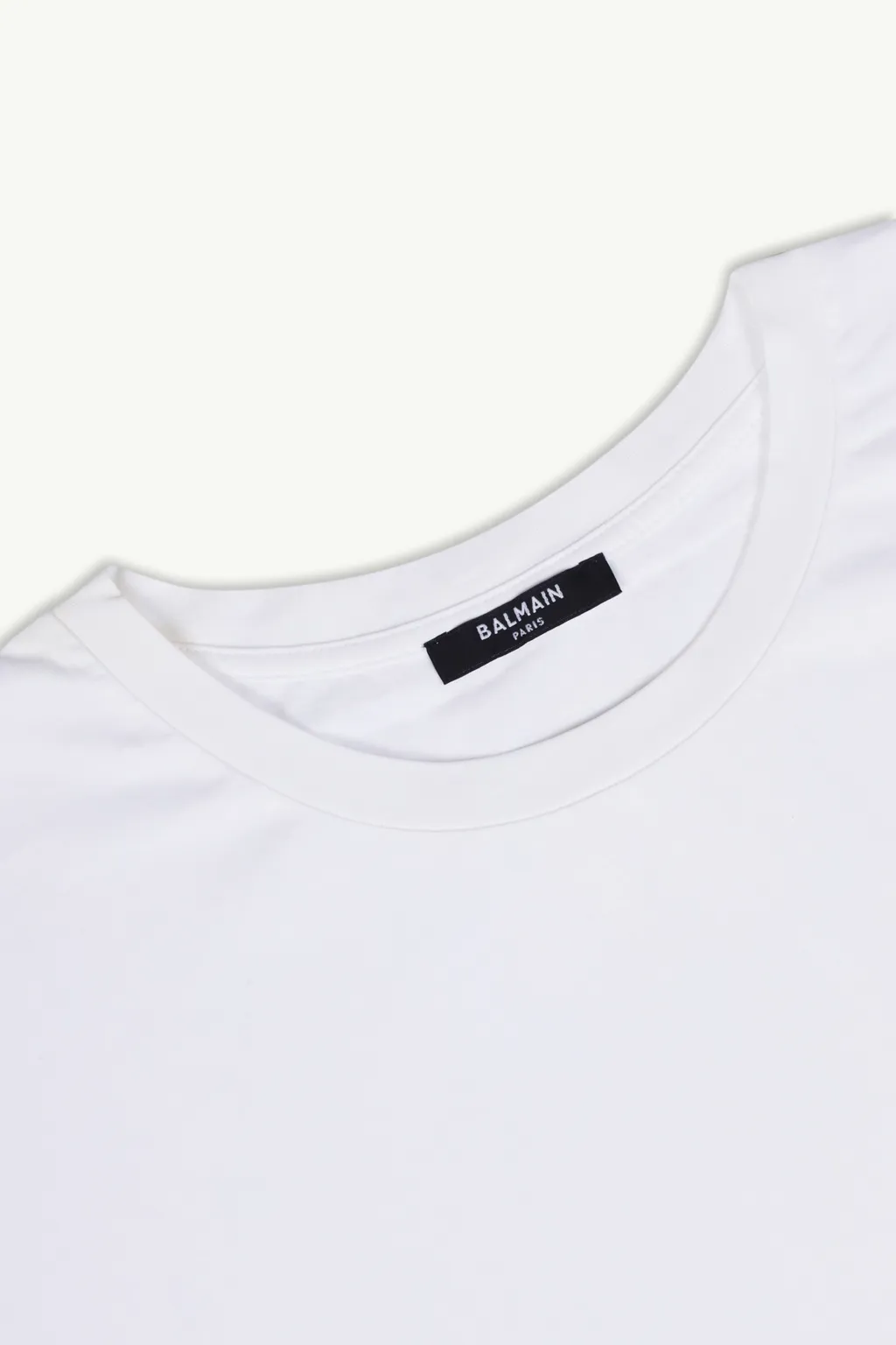 BALMAIN Women Balmain Paris Small Flocked Logo T-Shirt in White/Black 3