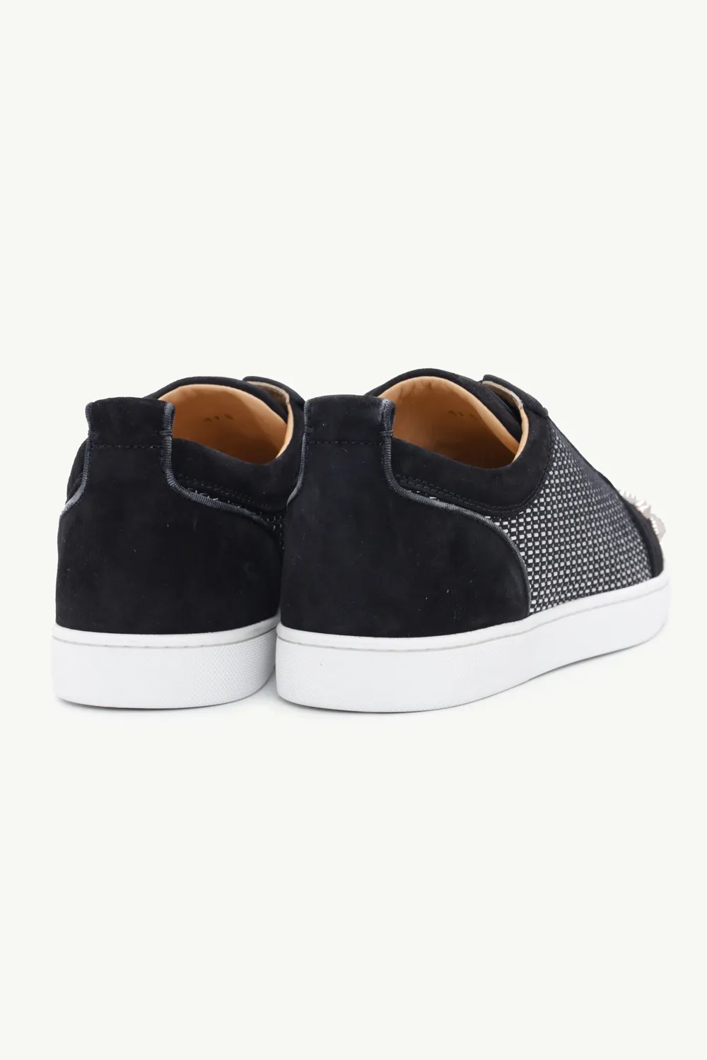 CHRISTIAN LOUBOUTIN Men Louis Junior Spikes Orlato Sneakers in Black/Silver with Metal Beads 2