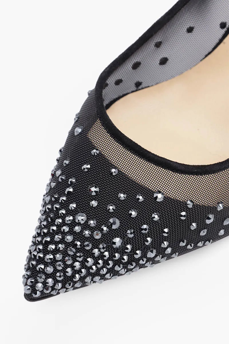 CHRISTIAN LOUBOUTIN Follies Strass Studded Slingback Pumps 70mm in Black Suede 4