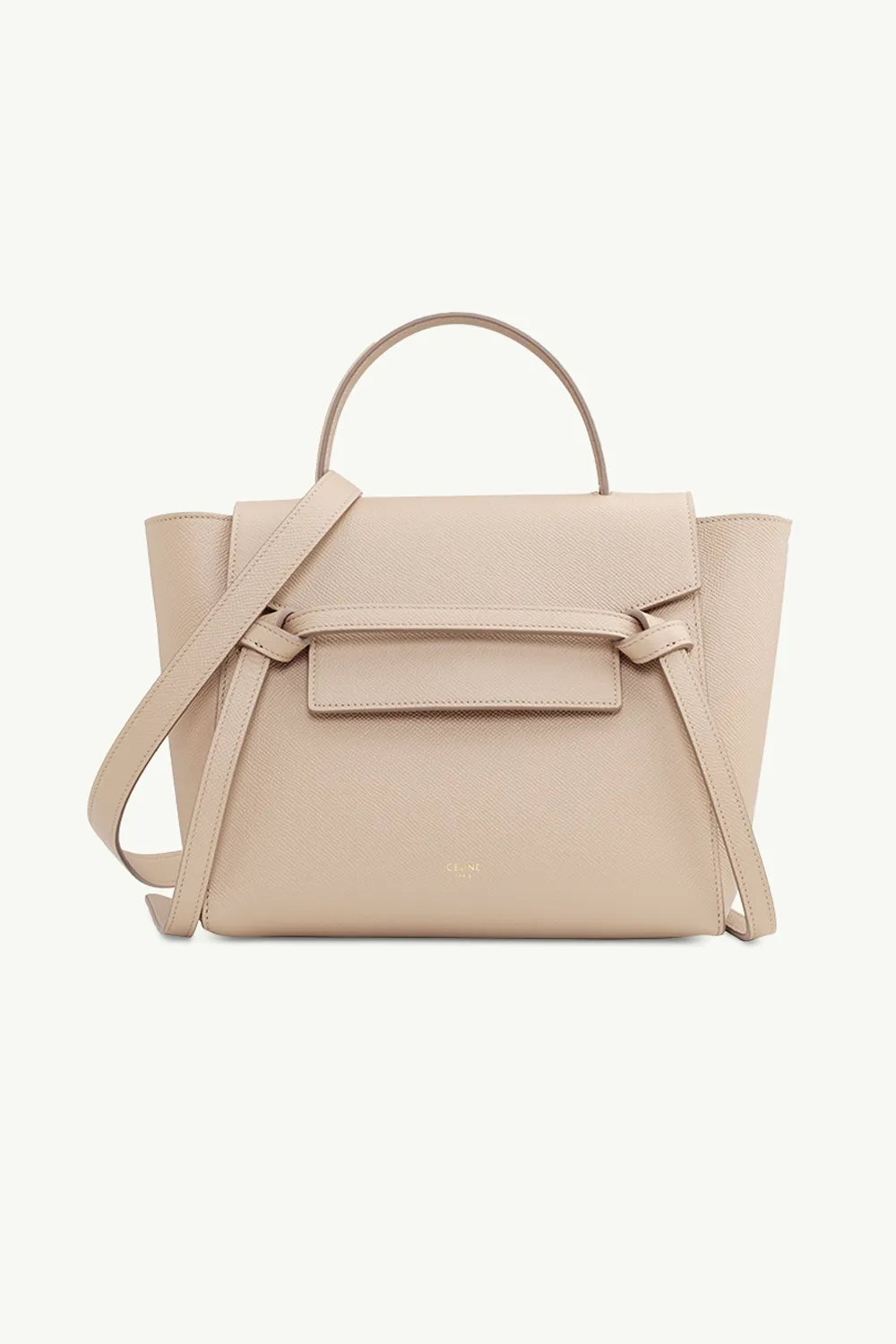 CELINE Micro Belt in Light Taupe Grained Leather 0