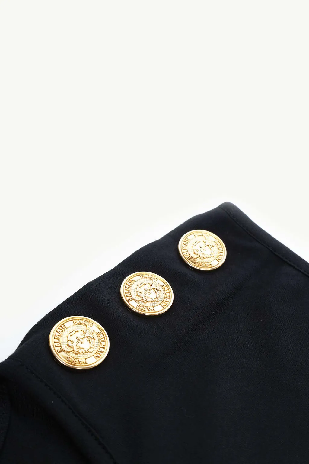 BALMAIN Women 3 Buttons Balmain Paris Metallic Logo Sleeveless T-Shirt in Black/Gold 3