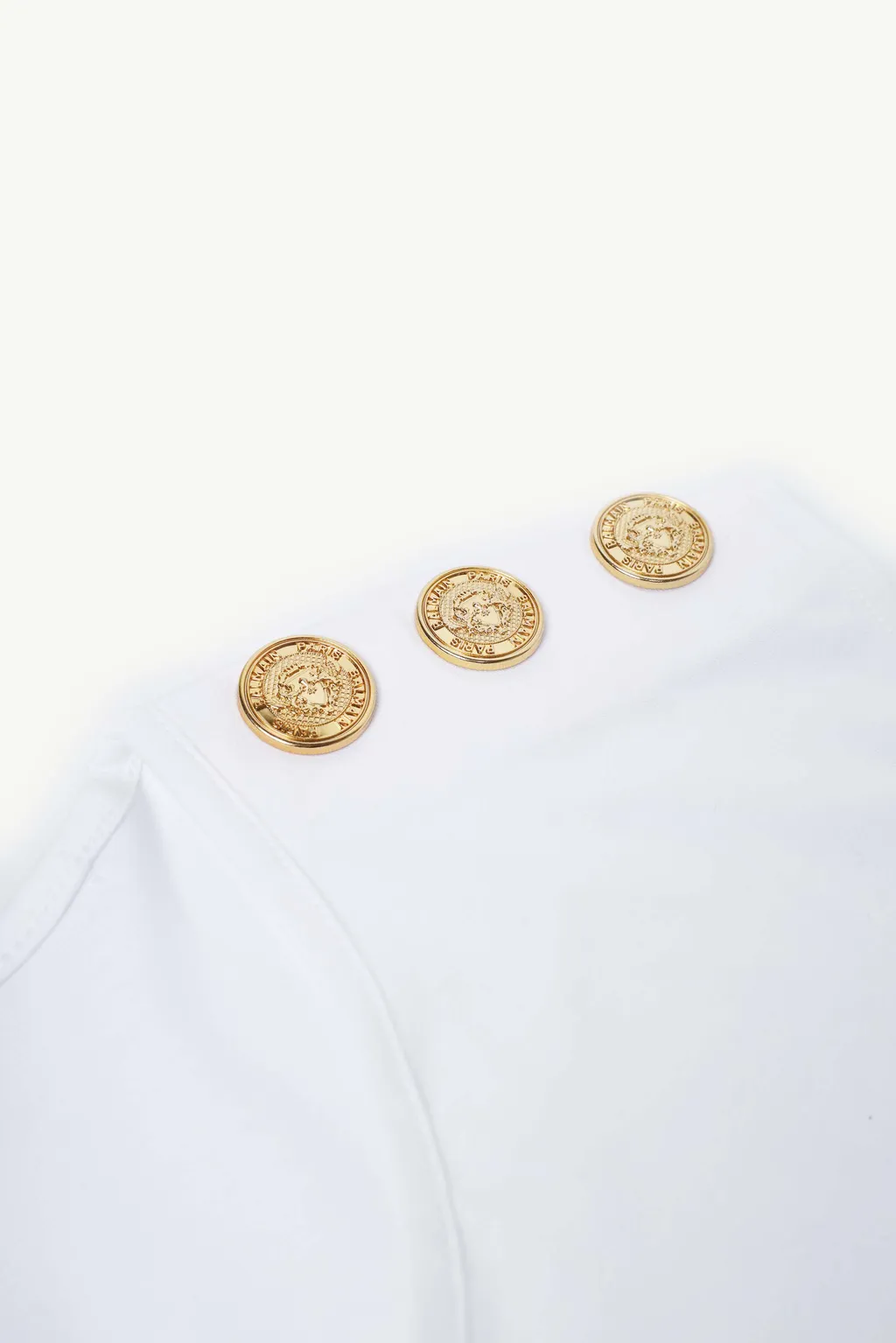 BALMAIN Women 3 Buttons Balmain Paris Metallic Logo Sleeveless T-Shirt in White/Gold 3
