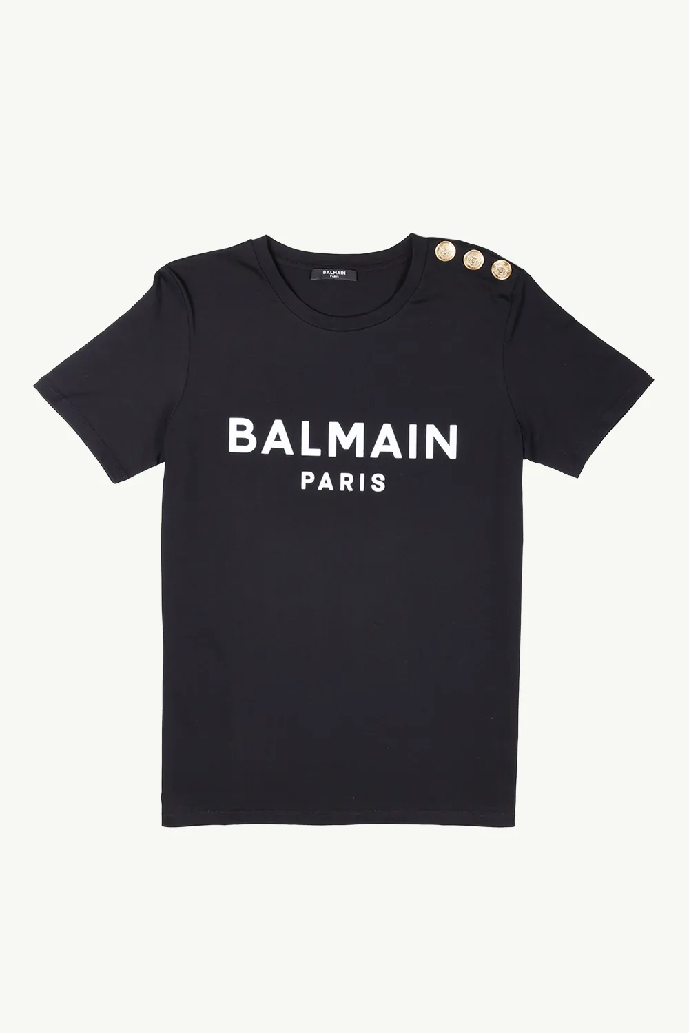 BALMAIN Women 3 Buttons Balmain Paris Logo Sleeveless T-Shirt in Black/White Eco-Designed Cotton 0