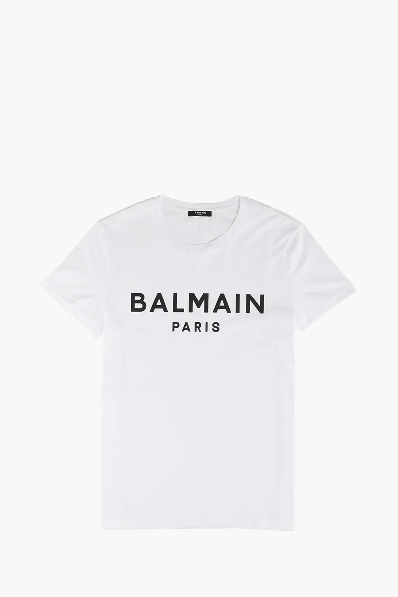 BALMAIN Men Balmain Paris Logo Relaxed Fit T-Shirt in White/Black 0