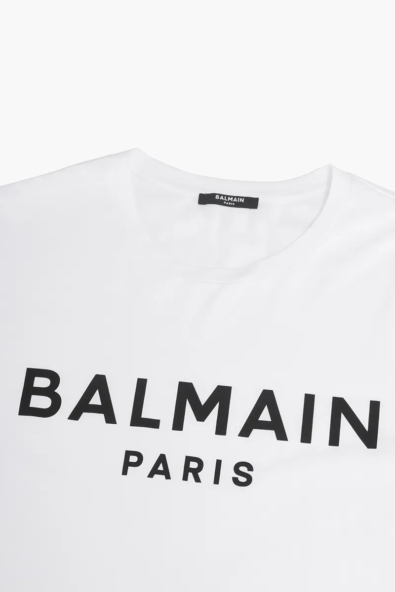 BALMAIN Men Balmain Paris Logo Relaxed Fit T-Shirt in White/Black 2