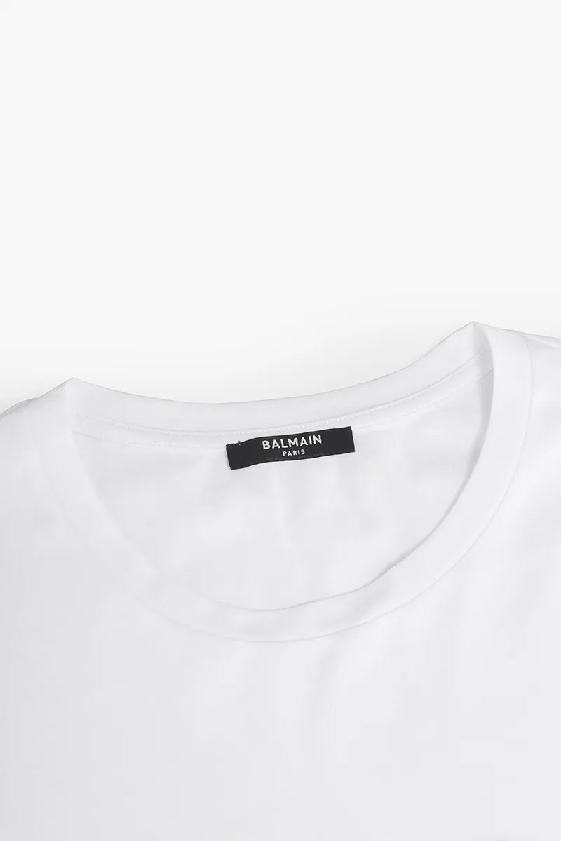BALMAIN Men Balmain Paris Logo Relaxed Fit T-Shirt in White/Black 3