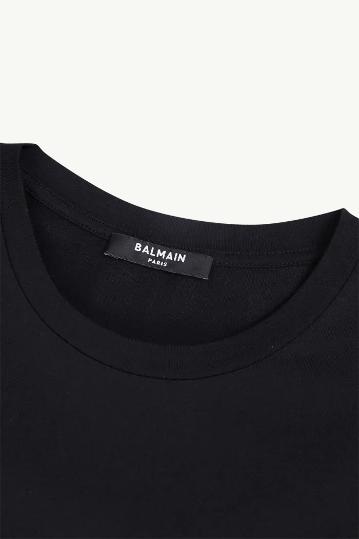 BALMAIN Women Balmain Metallic Bold Logo T-Shirt in Black/Gold 3