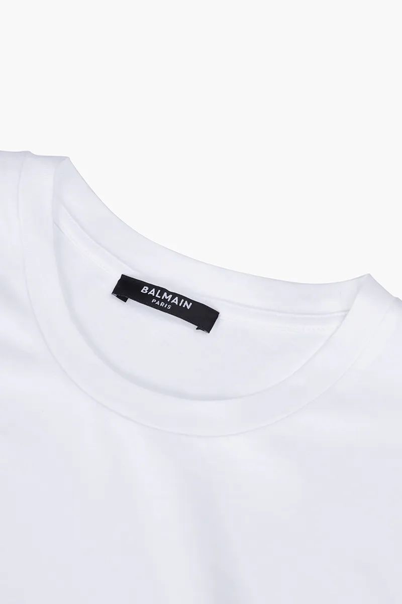 BALMAIN Women Balmain Metallic Bold Logo T-Shirt in White/Gold 3