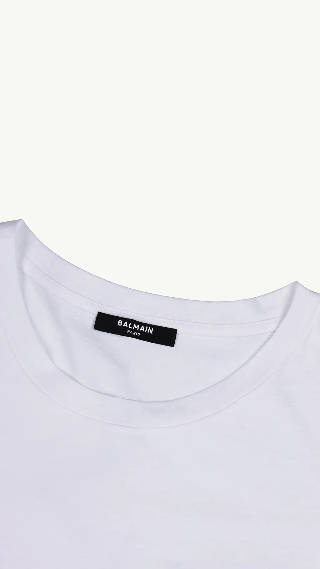 BALMAIN Women 3 Buttons Balmain Paris Metallic Logo T-Shirt in White/Gold 3