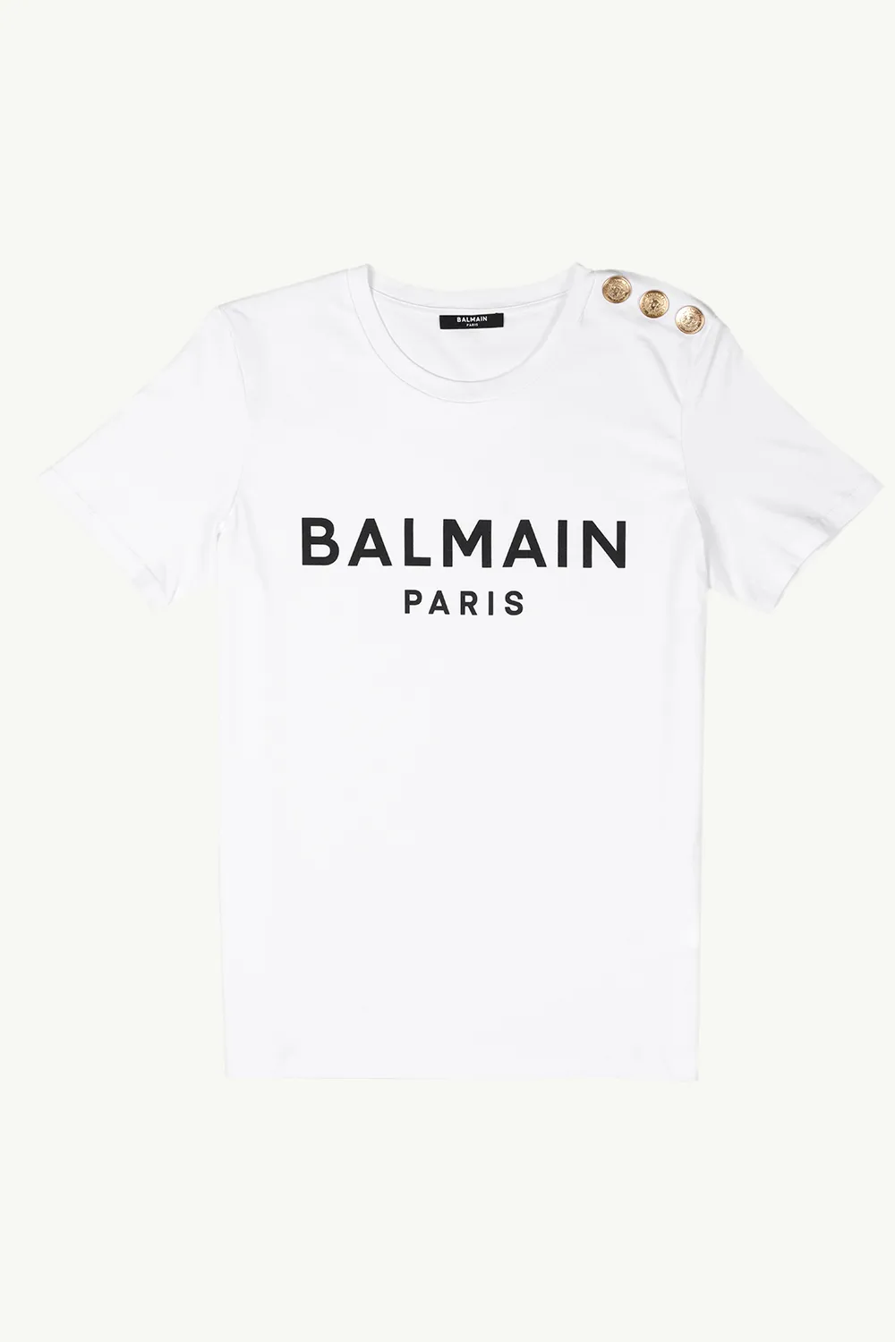 BALMAIN Women 3 Buttons Balmain Bold Logo T-Shirt in White/Black 0