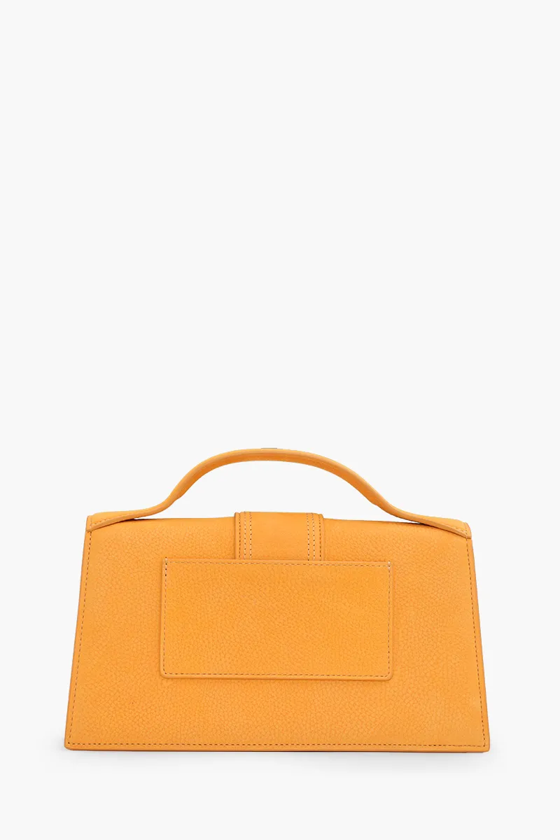 JACQUEMUS Le Bambino Flap Crossbody Bag in Orange Textured Leather 1