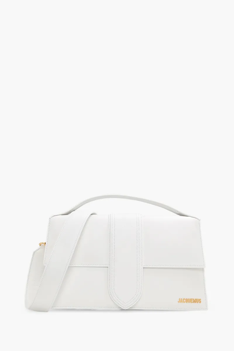 JACQUEMUS Le Bambinou Flap Bag in White Smooth Leather 0