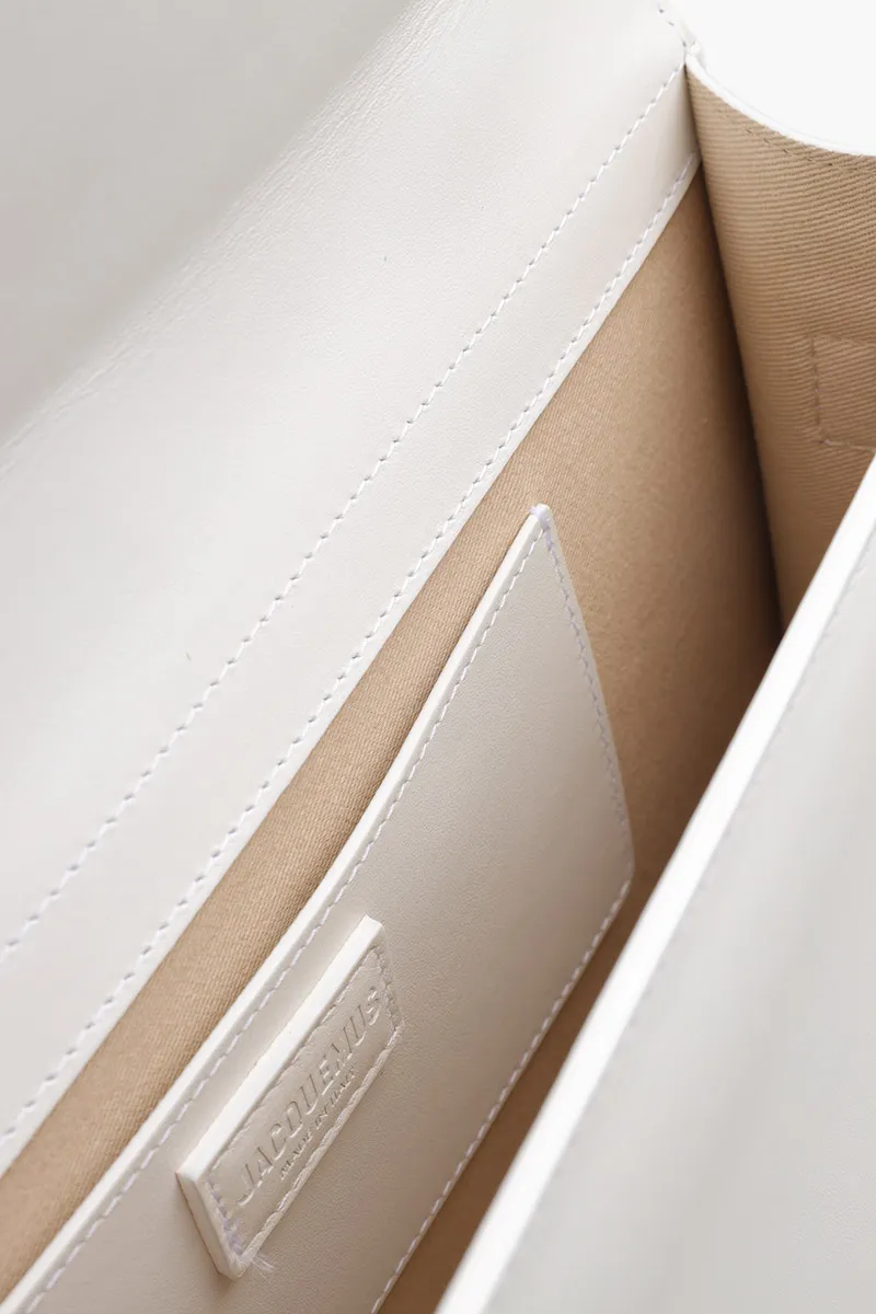 JACQUEMUS Le Bambinou Flap Bag in White Smooth Leather 3
