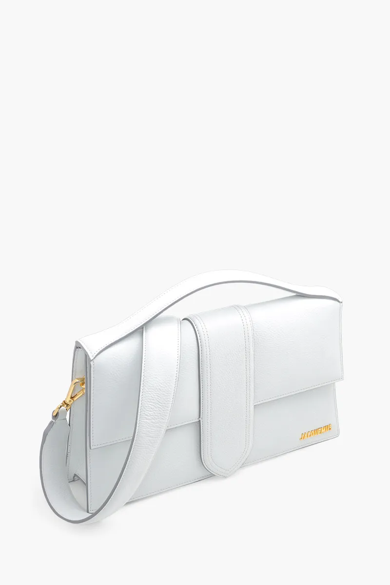 JACQUEMUS Le Bambinou Flap Bag in Light Grey Smooth Leather 2