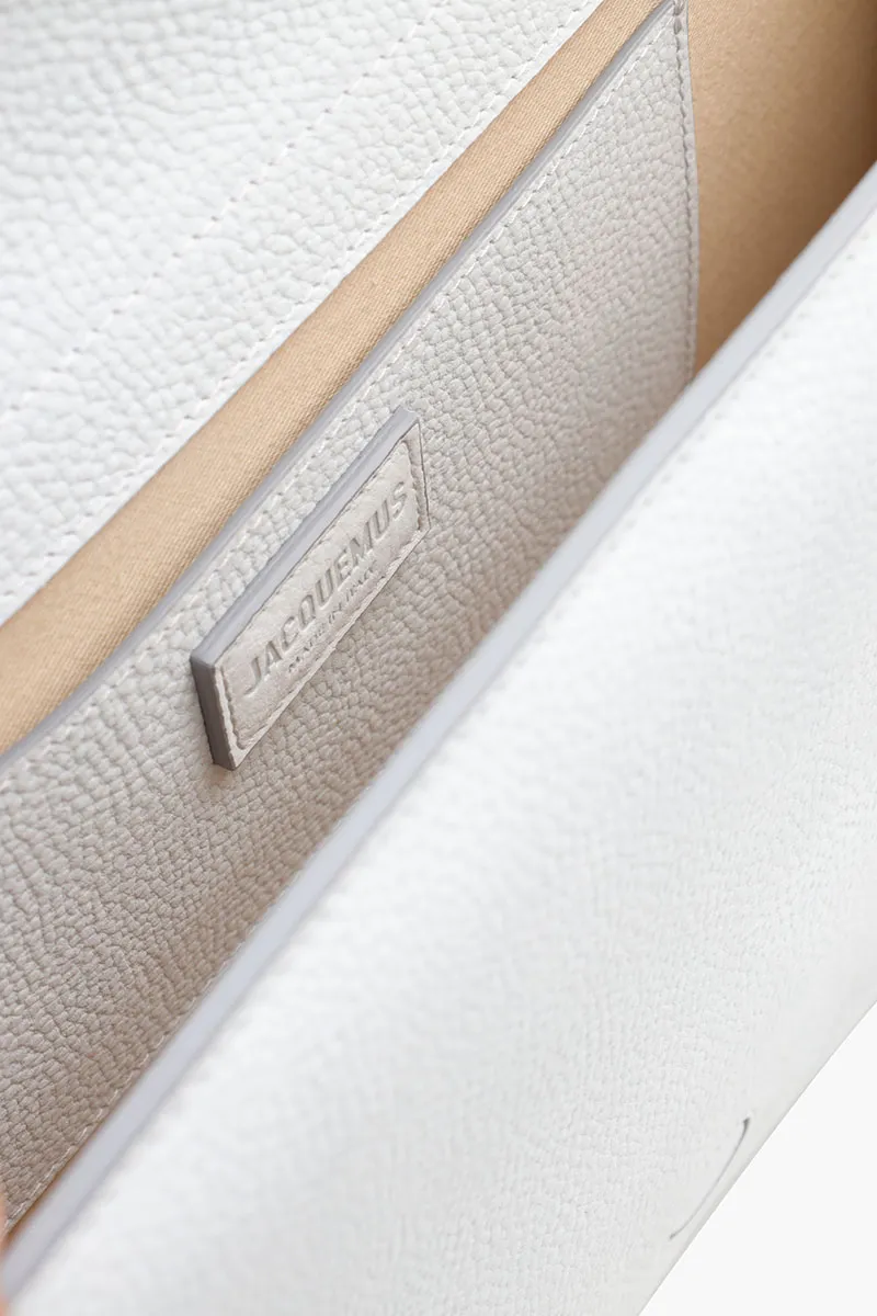 JACQUEMUS Le Bambinou Flap Bag in Light Grey Smooth Leather 3