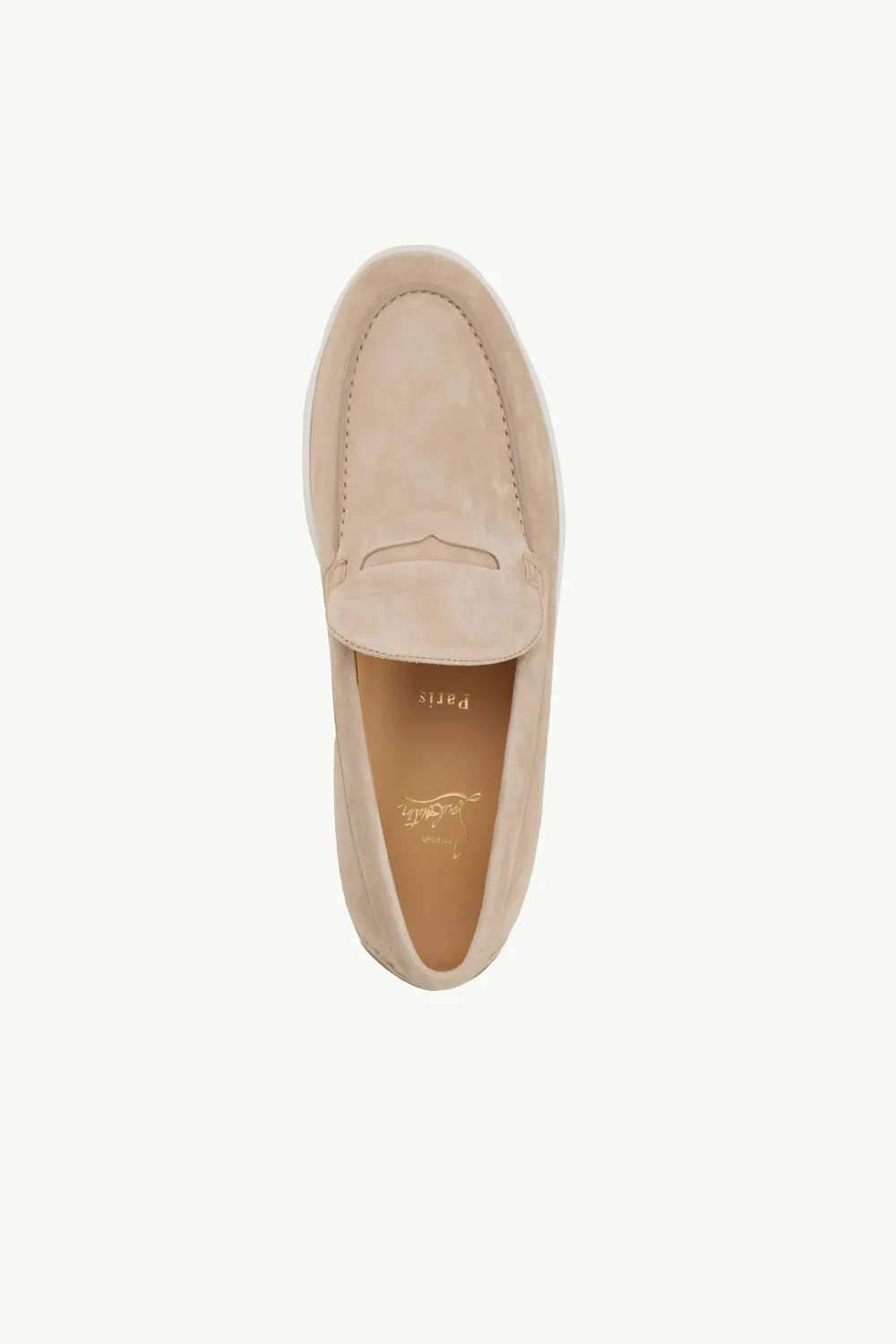 CHRISTIAN LOUBOUTIN Men Paqueboat Loafers in Lime/White Suede 3