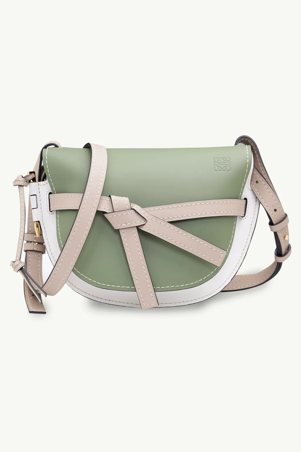 LOEWE Small Gate Shoulder Bag in Green/White/Mocca 0