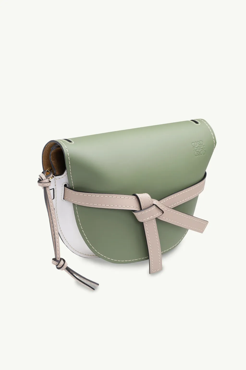 LOEWE Small Gate Shoulder Bag in Green/White/Mocca 2