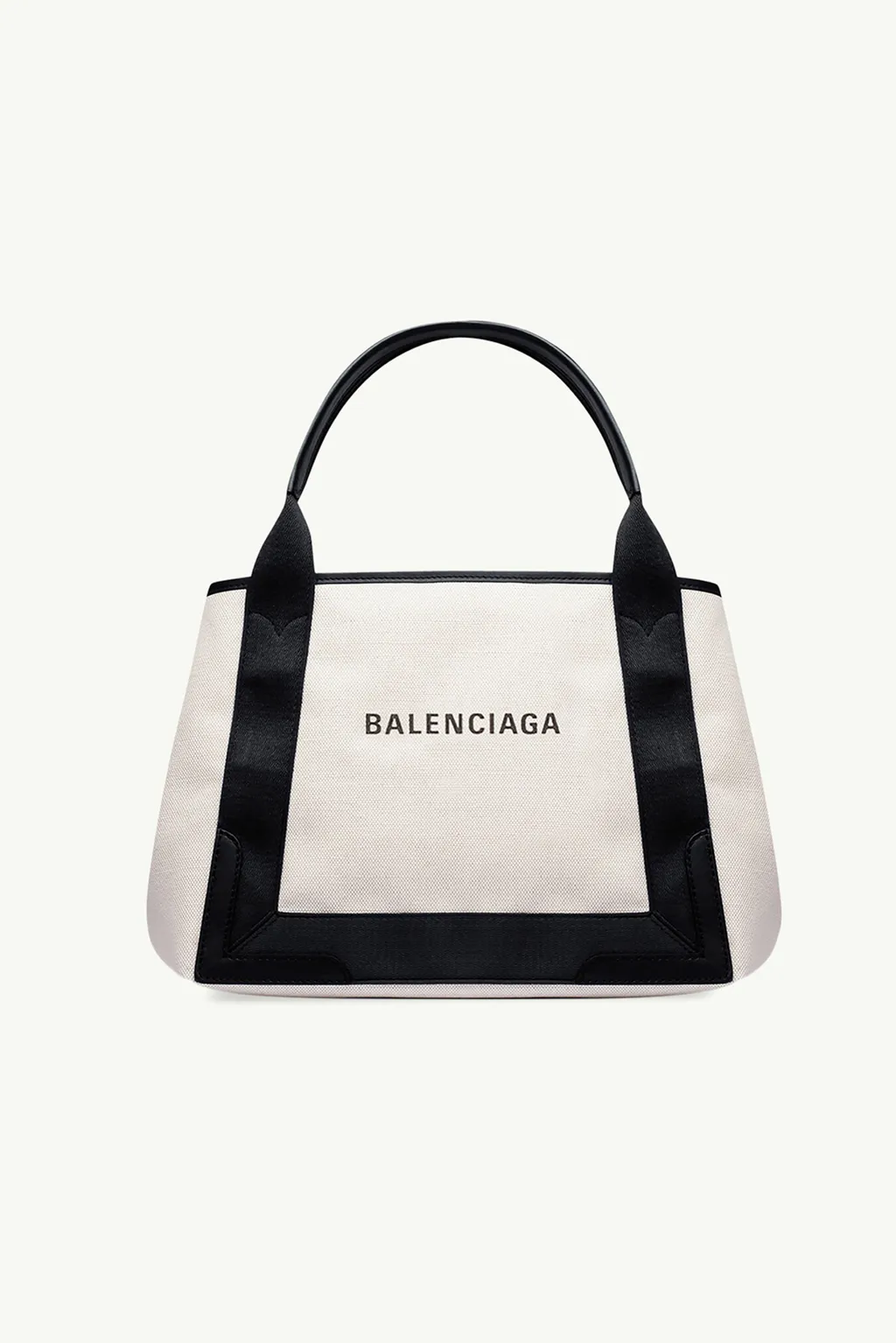 BALENCIAGA Cabas Tote S in White/Black with Logo 0