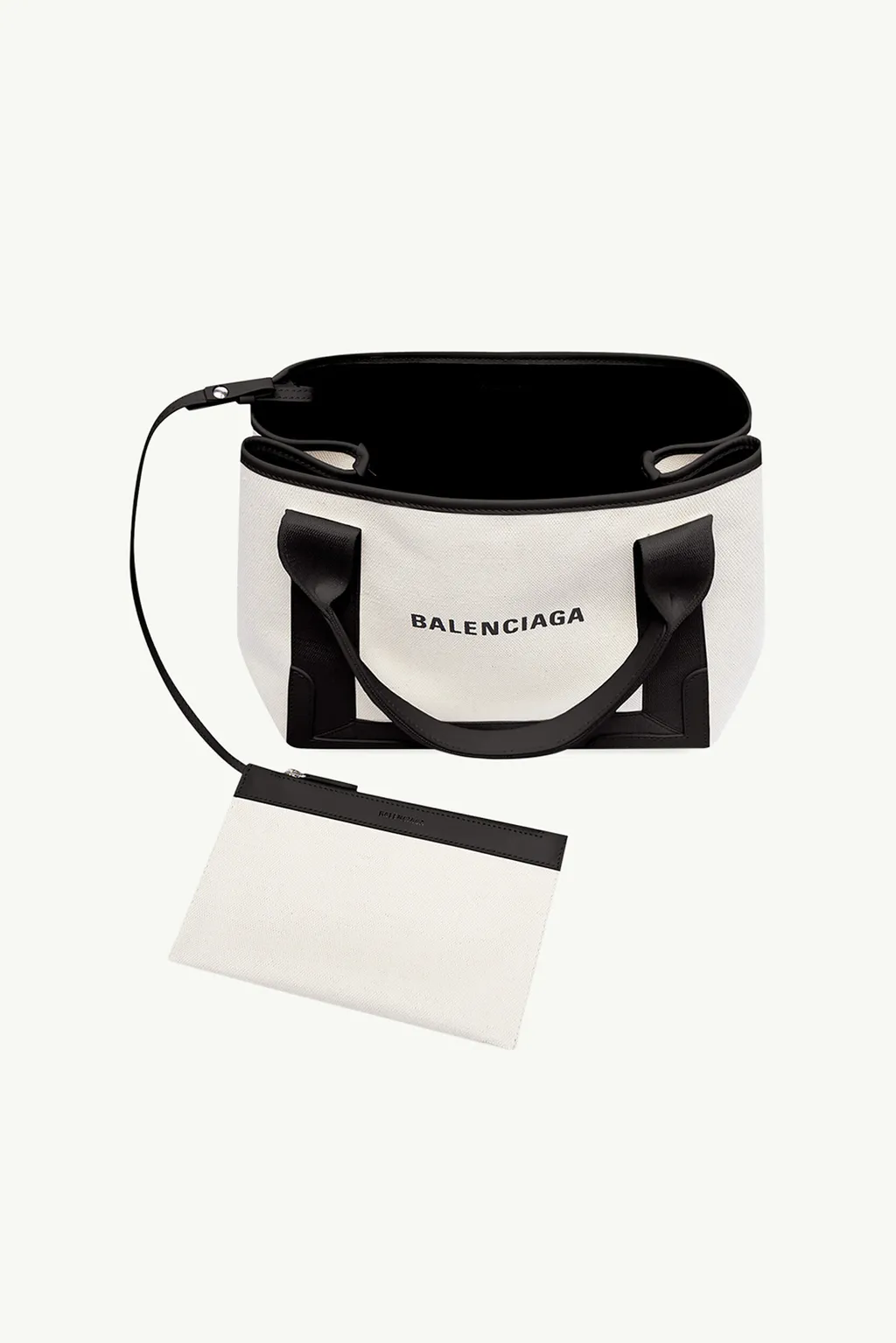 BALENCIAGA Cabas Tote S in White/Black with Logo 3