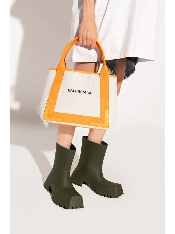 BALENCIAGA Cabas Tote S in Natural/Orange with Logo 2