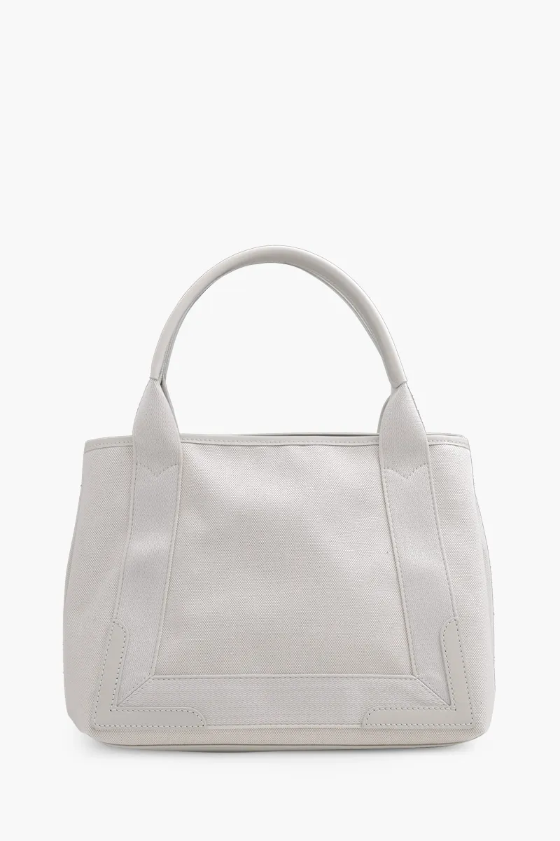 BALENCIAGA Navy Cabas S Tote in Off White/Beige with Logo 1