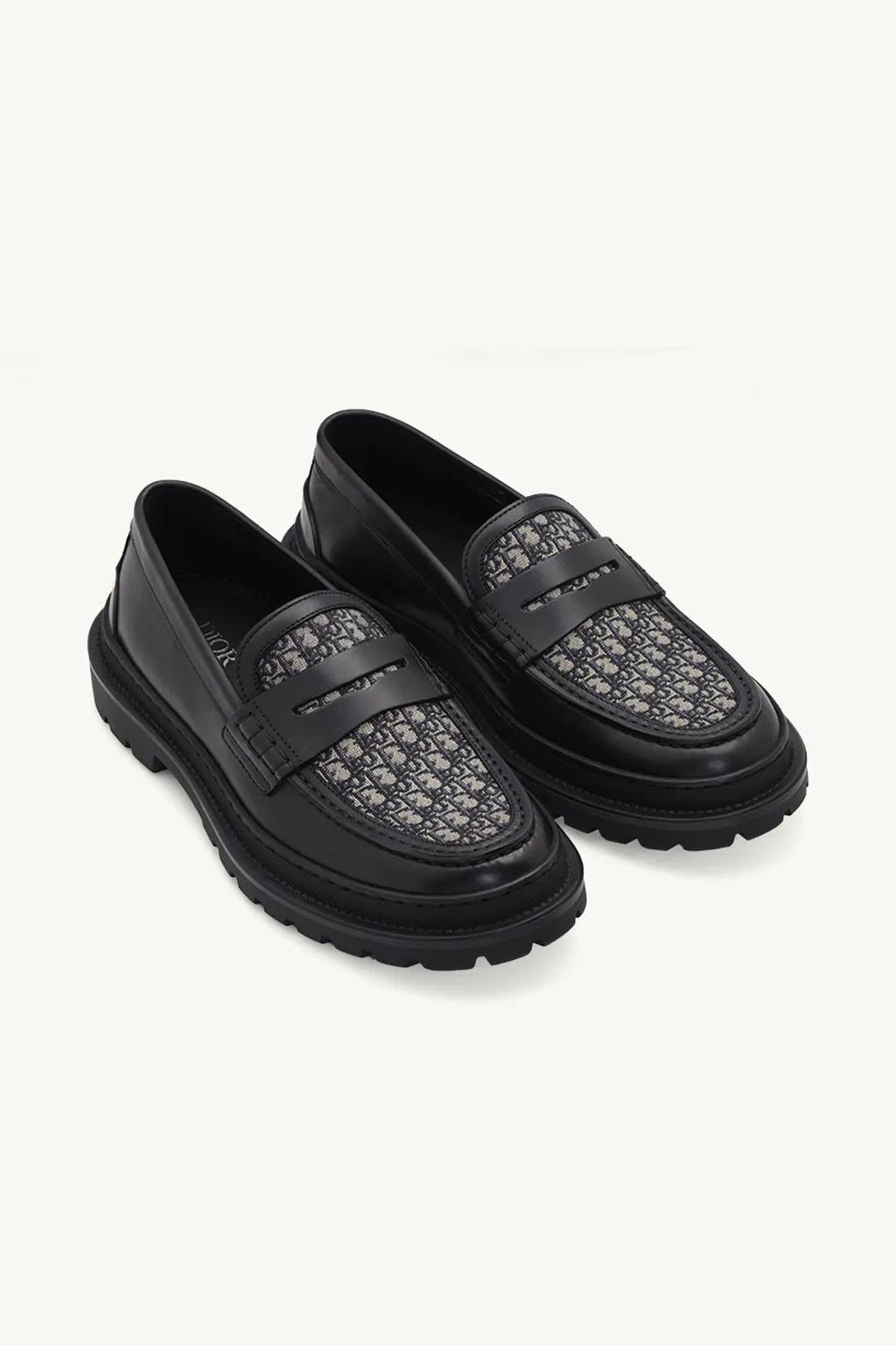 DIOR HOMME Explorer Oblique Loafers in Black Leather x Jacquard 1