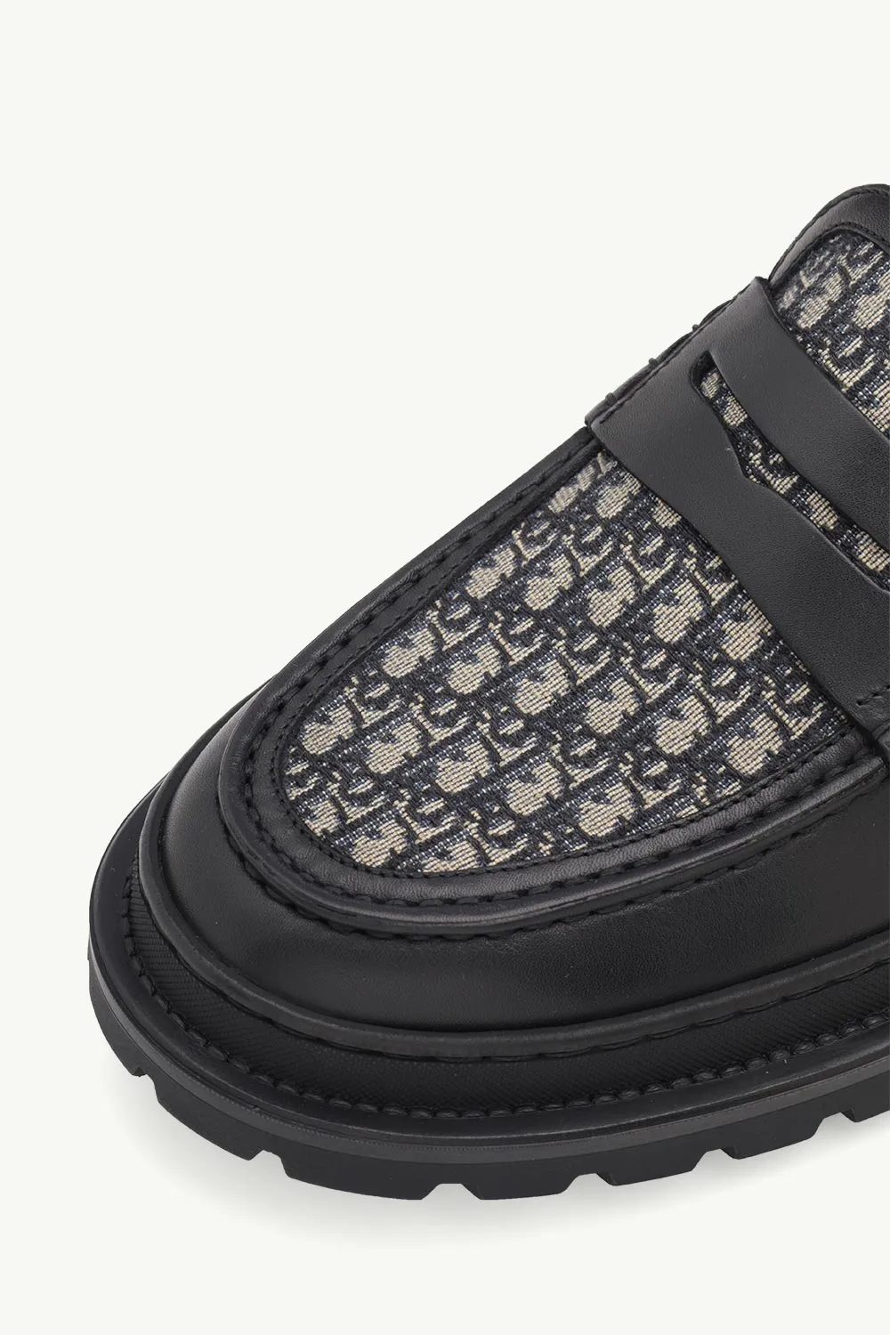 DIOR HOMME Explorer Oblique Loafers in Black Leather x Jacquard 4