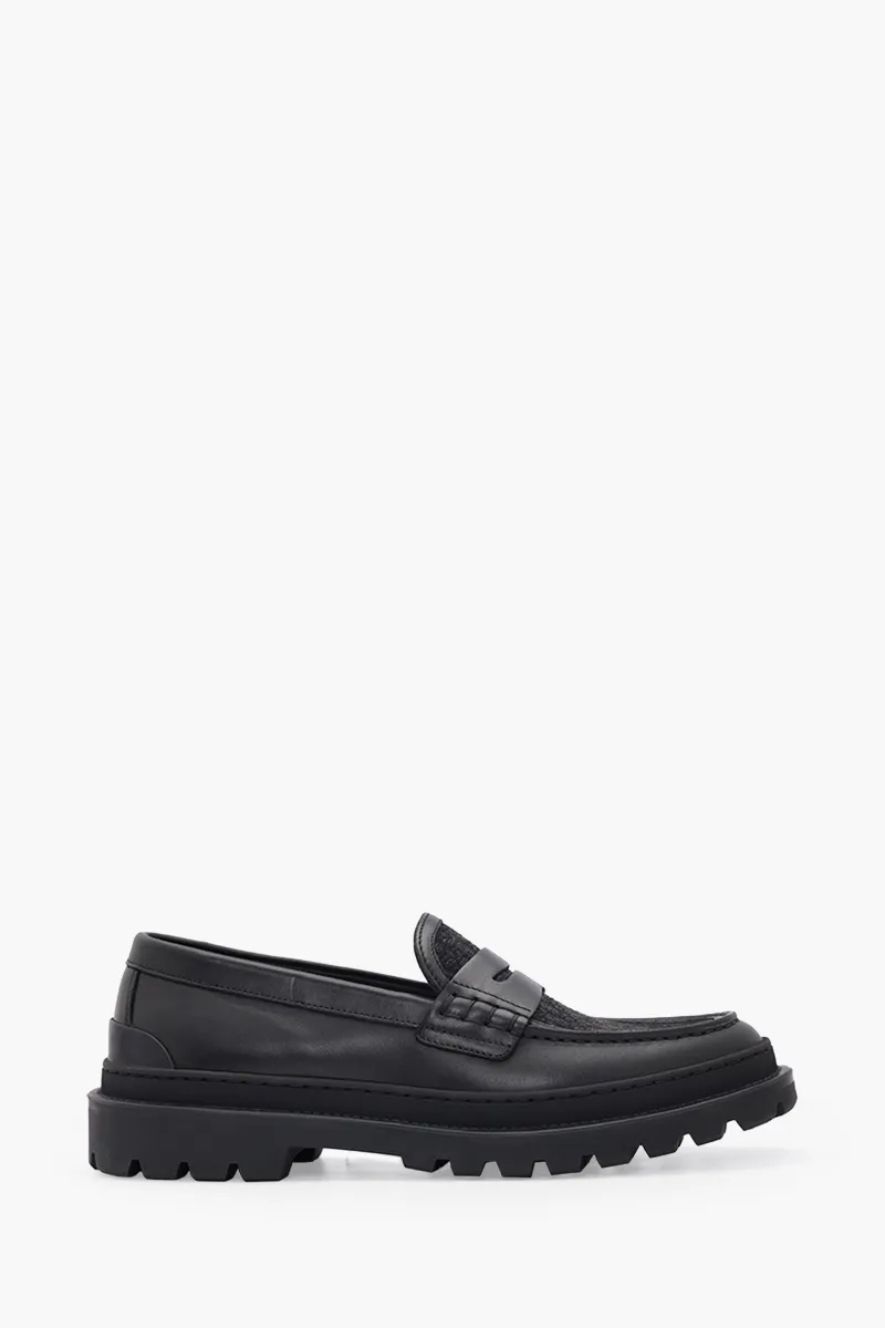 DIOR HOMME Explorer Oblique Loafers in All Black Leather x Jacquard 0