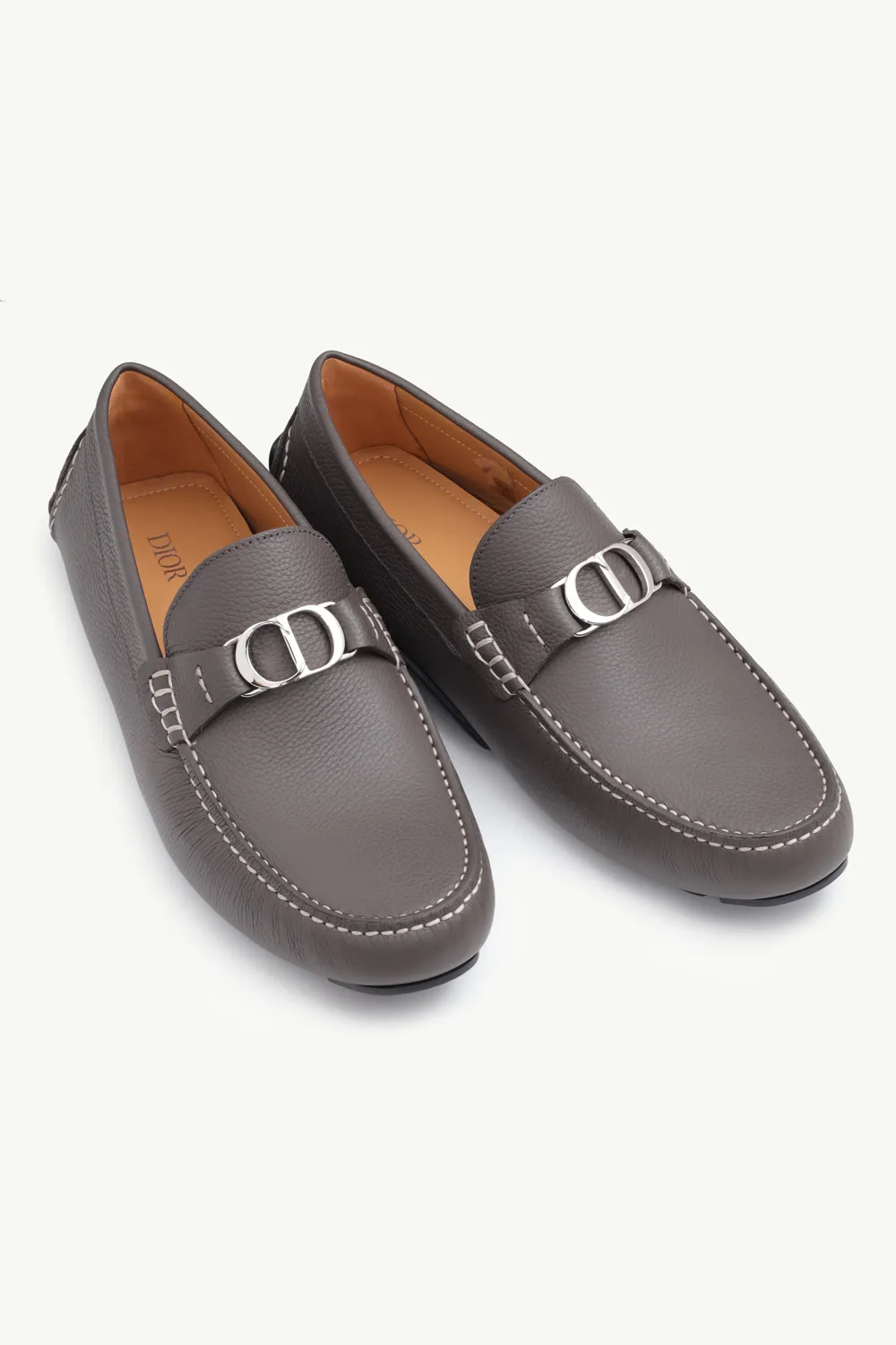 DIOR HOMME CD Icon Buckle Loafers in Ebony Grained 1