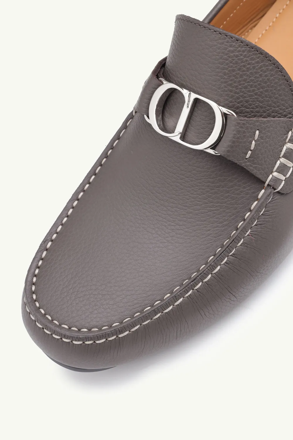 DIOR HOMME CD Icon Buckle Loafers in Ebony Grained 4