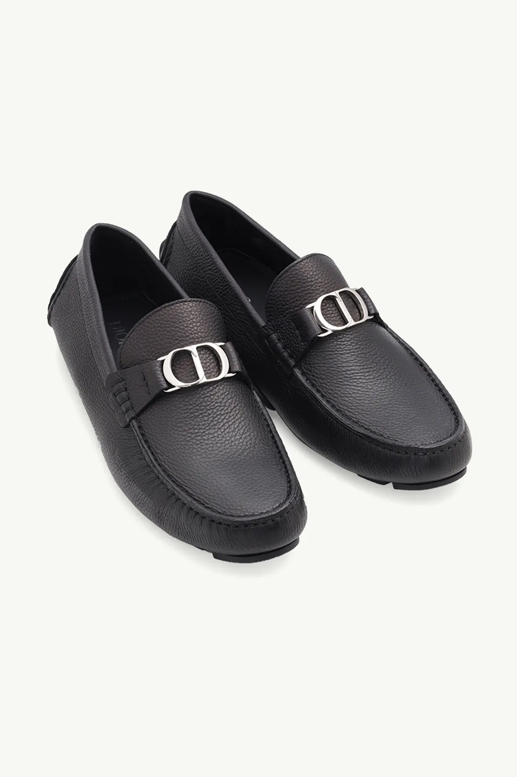 DIOR HOMME CD Icon Buckle Loafers in Black Grained 1