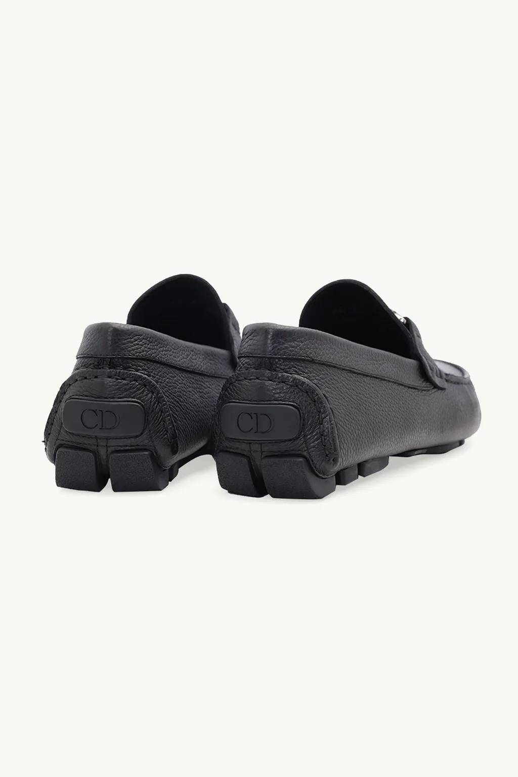 DIOR HOMME CD Icon Buckle Loafers in Black Grained 2