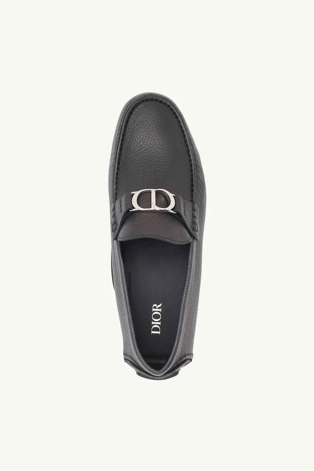 DIOR HOMME CD Icon Buckle Loafers in Black Grained 3