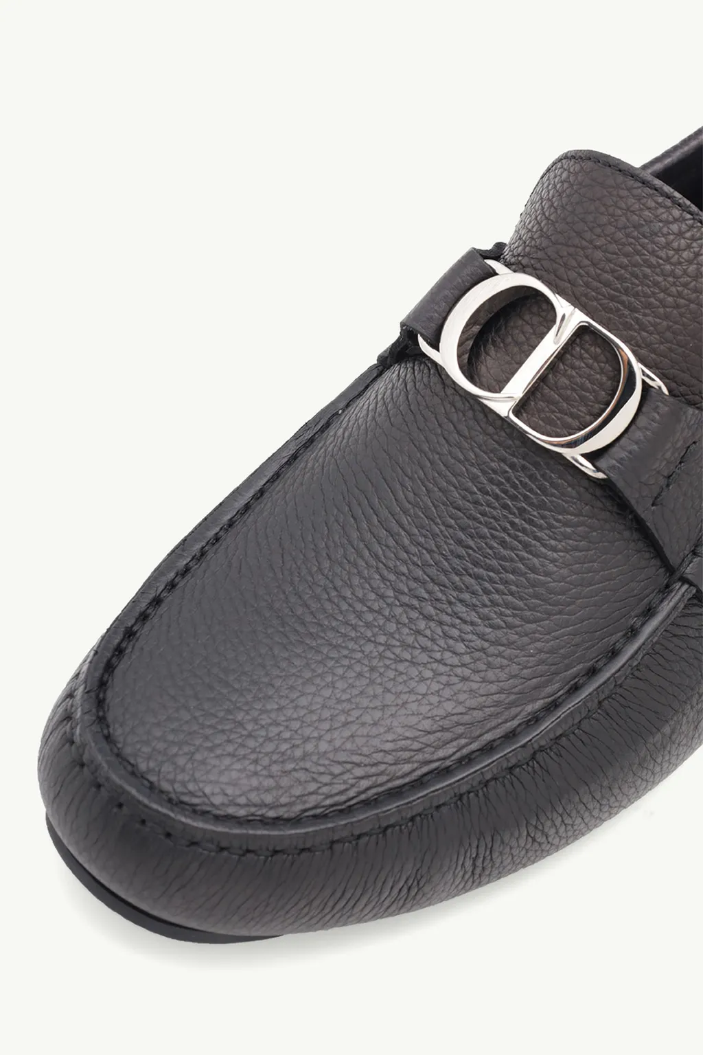 DIOR HOMME CD Icon Buckle Loafers in Black Grained 4