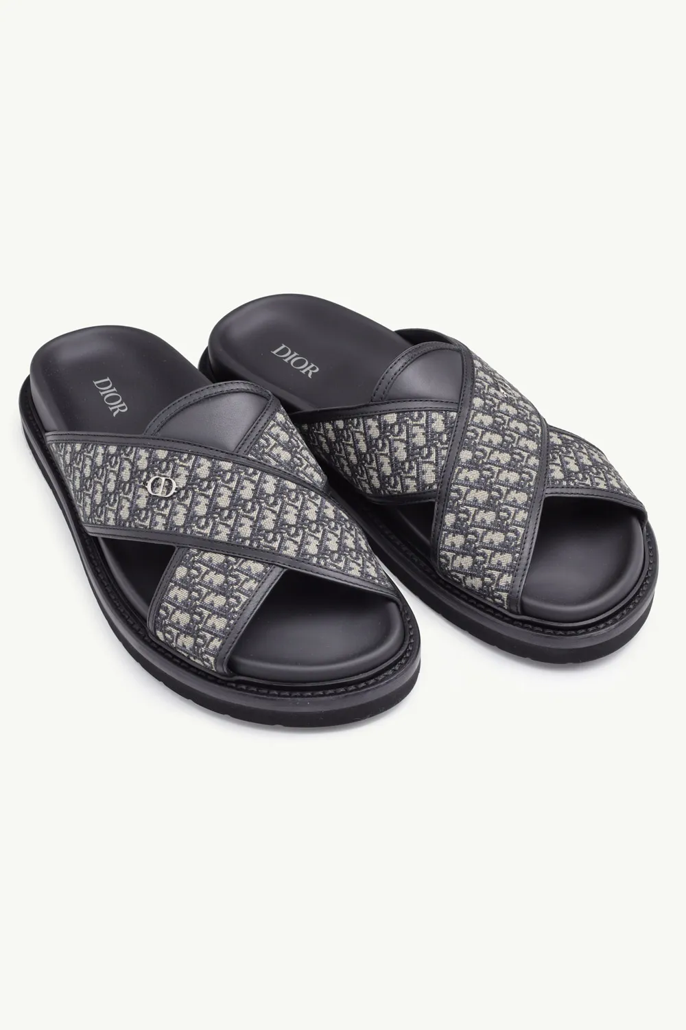 CHRISTIAN DIOR Aqua Oblique Crossover Strap Sandal in Deep Blue Multicolor with CD Icon 1