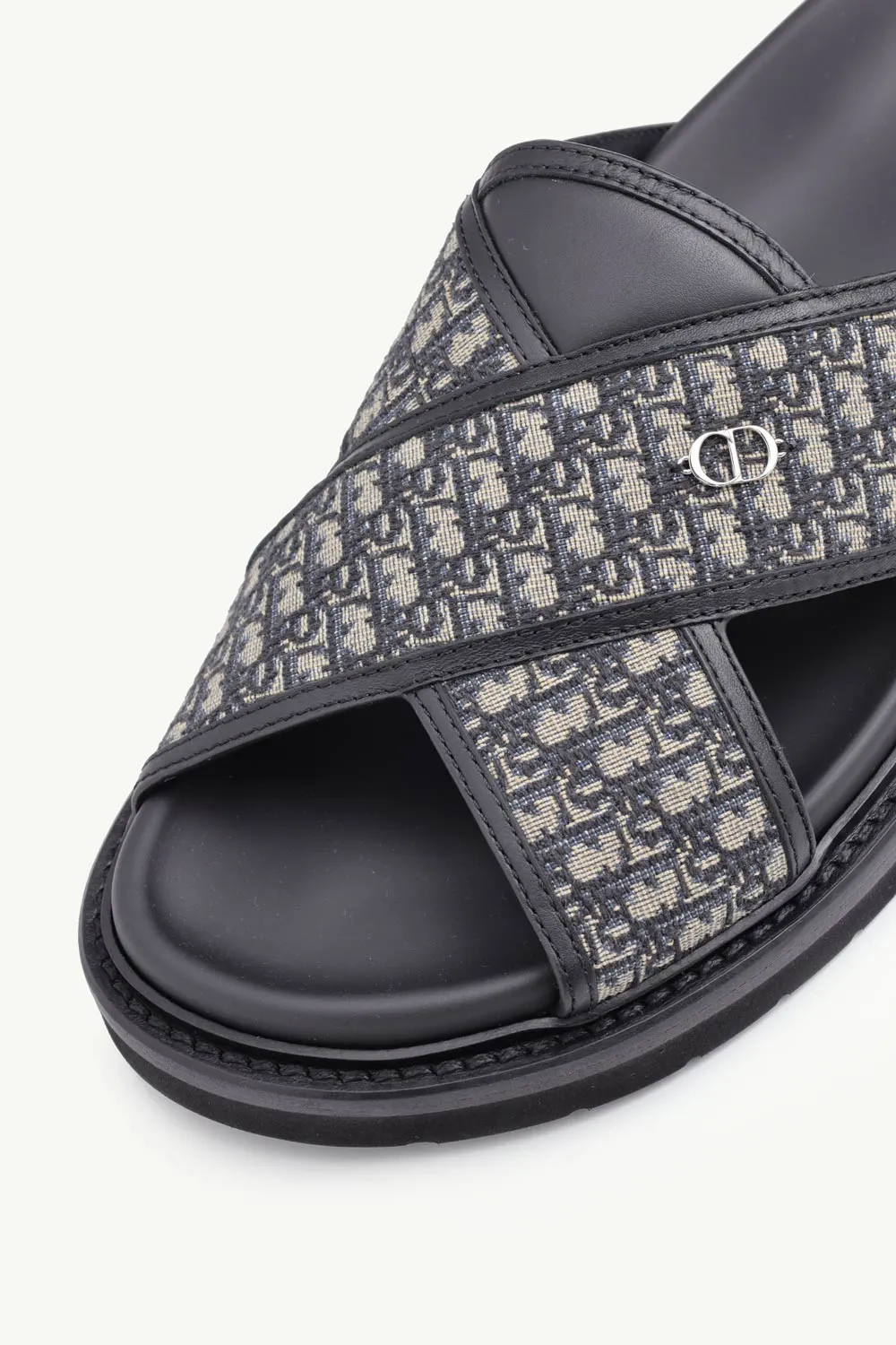 CHRISTIAN DIOR Aqua Oblique Crossover Strap Sandal in Deep Blue Multicolor with CD Icon 4