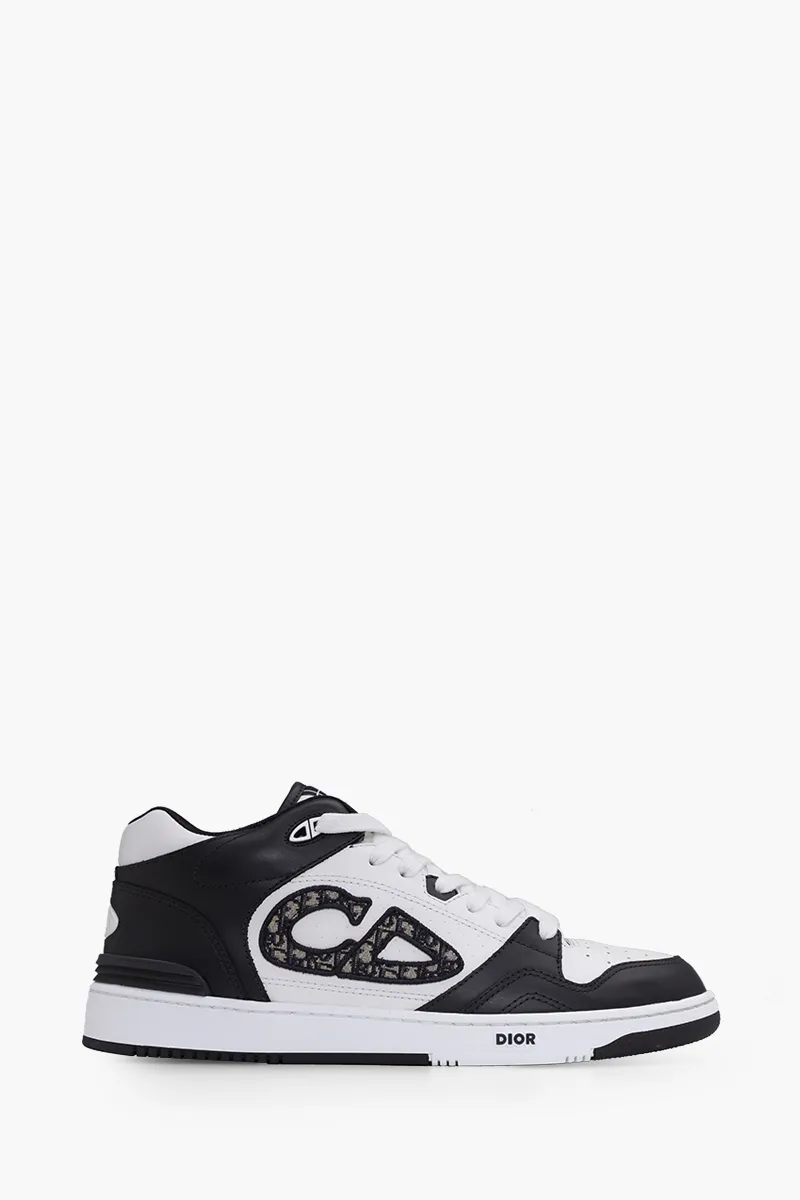 DIOR HOMME B57 Mid-Top Sneakers in Black/White Calfskin with Dior Oblique Jacquard! 0