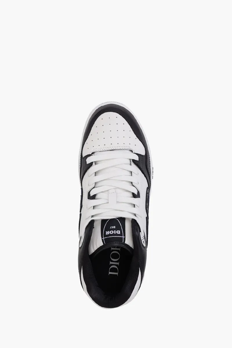 DIOR HOMME B57 Mid-Top Sneakers in Black/White Calfskin with Dior Oblique Jacquard! 3