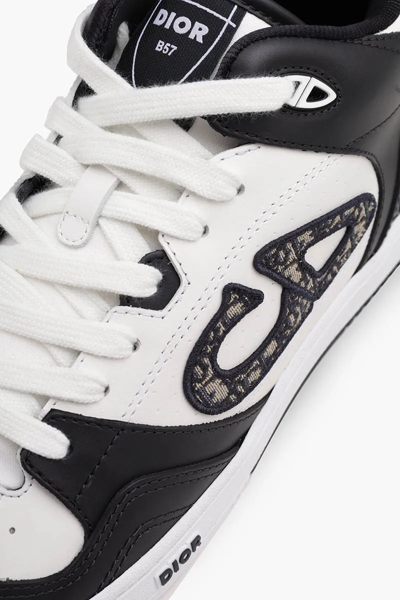 DIOR HOMME B57 Mid-Top Sneakers in Black/White Calfskin with Dior Oblique Jacquard! 4