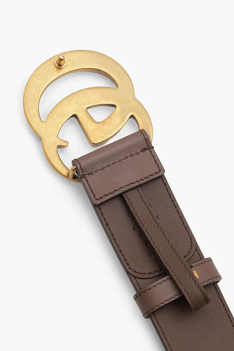 GUCCI GG Supreme Belt 4cm in Beige/Brown Leather with Double G Buckle GHW 3