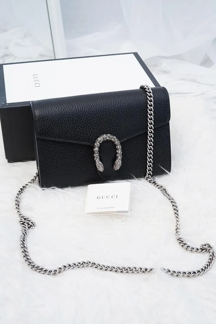 GUCCI Mini Dionysus Wallet on Chain in Black 0