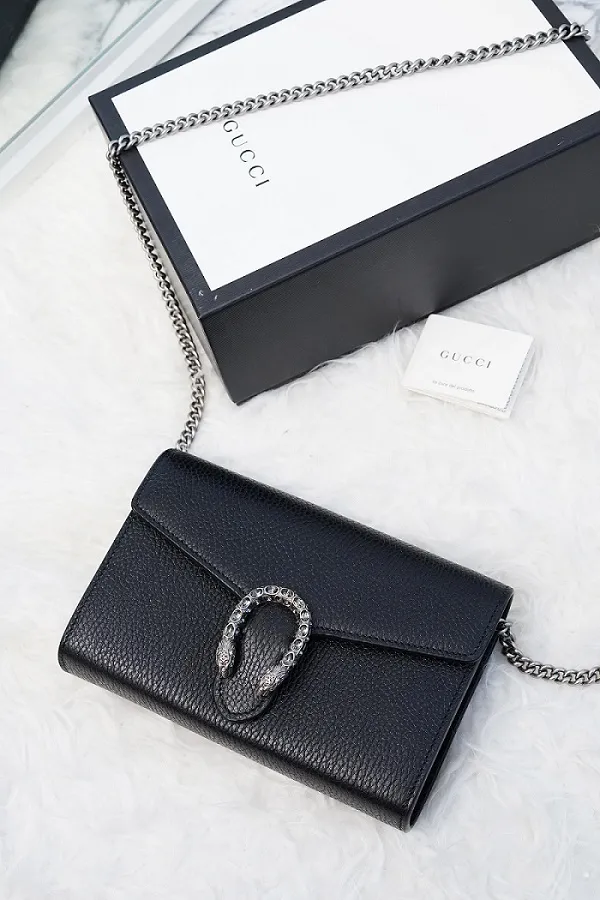 GUCCI Mini Dionysus Wallet on Chain in Black 3