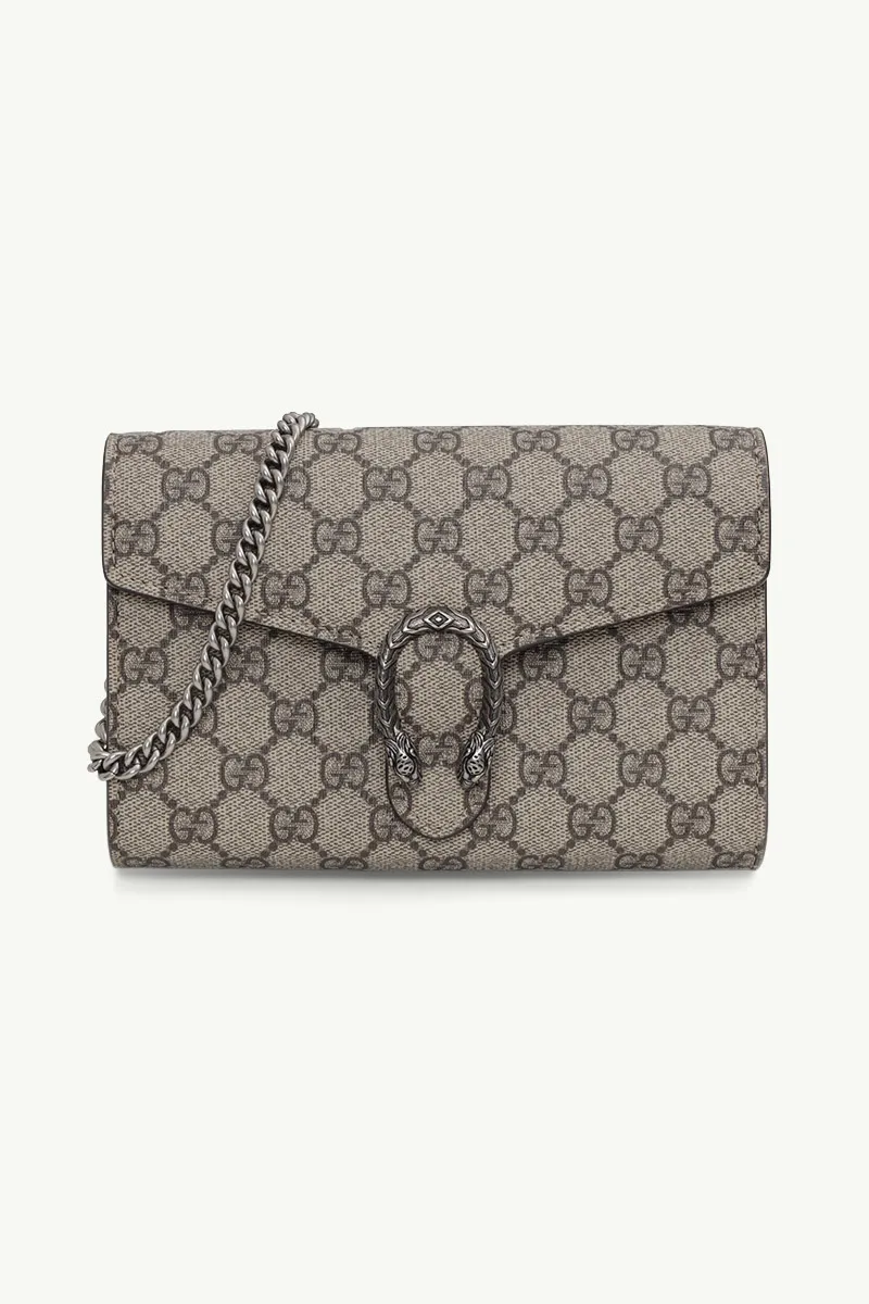 GUCCI Mini GG Supreme Dionysus Wallet on Chain in Beige/Beige 0