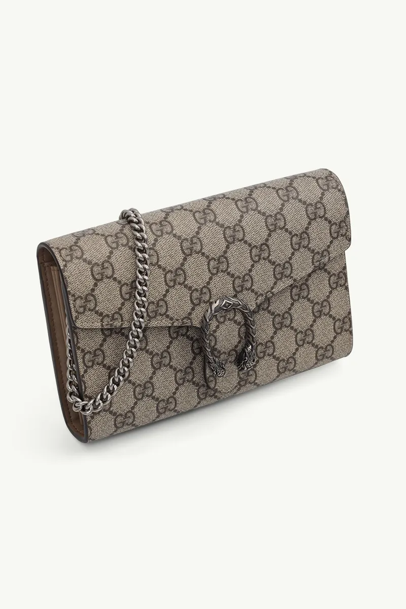 GUCCI Mini GG Supreme Dionysus Wallet on Chain in Beige/Beige 2